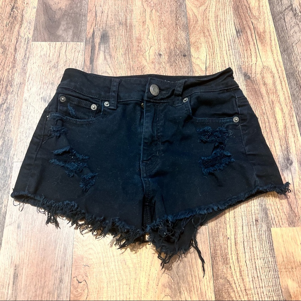 American Eagle High Rise Festival shorts Black ripped size 0